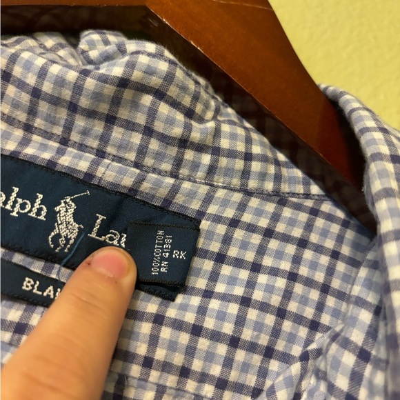 Ralph Lauren Men’s Blake Short Sleeve Collard Plaid Blue/White Shirt- Size XXL - Picture 6 of 6